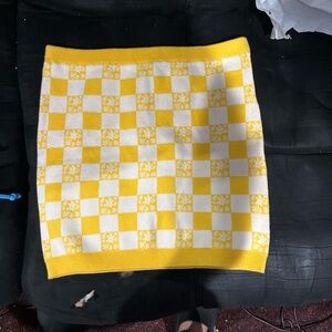 Chic Yellow and White Checkered Mini Skirt